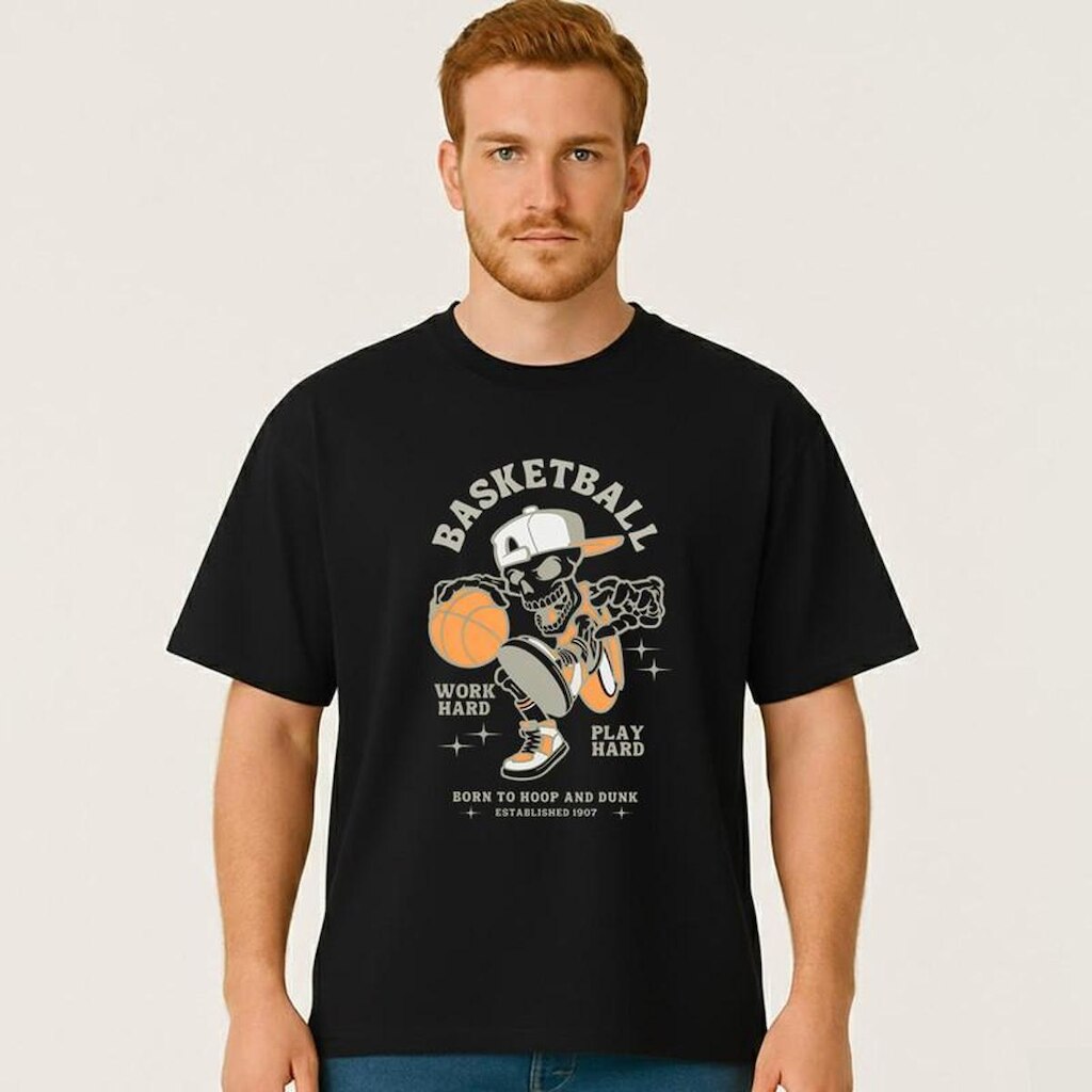Camiseta Oversized Basquete Masculina Algodão Premium