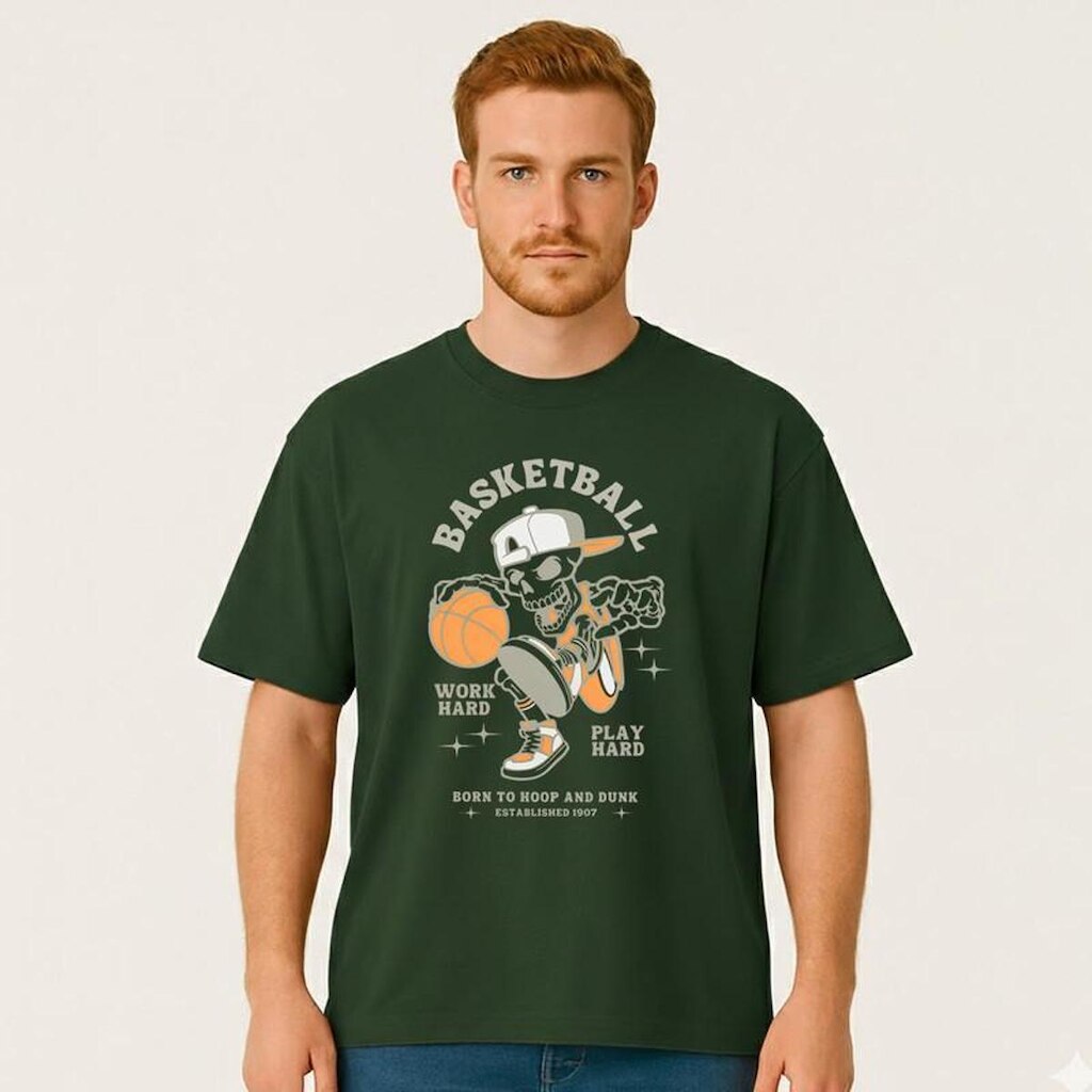 Camiseta Oversized Basquete Masculina Algodão Premium