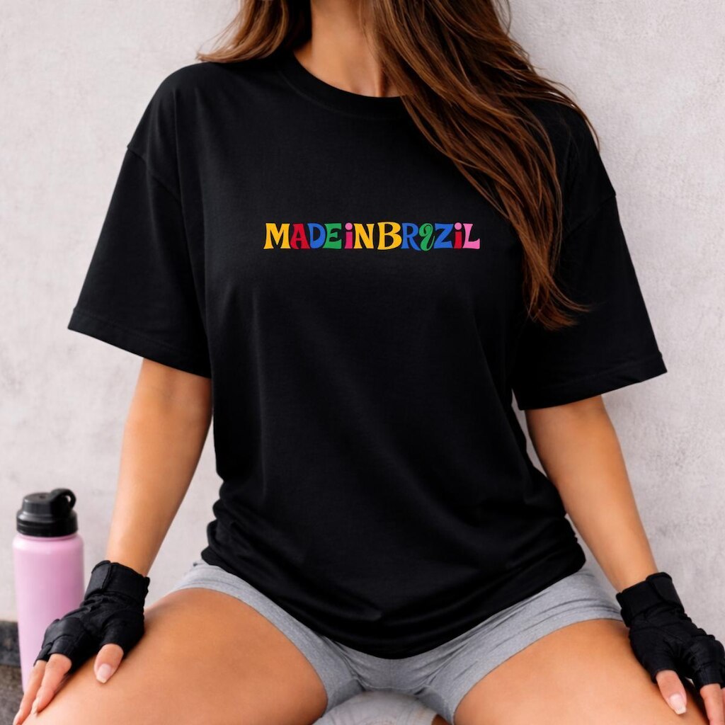 Camiseta Oversized Blusão Brasil Made In Brazil Estilosa 2026 Feminina 100 Algodão