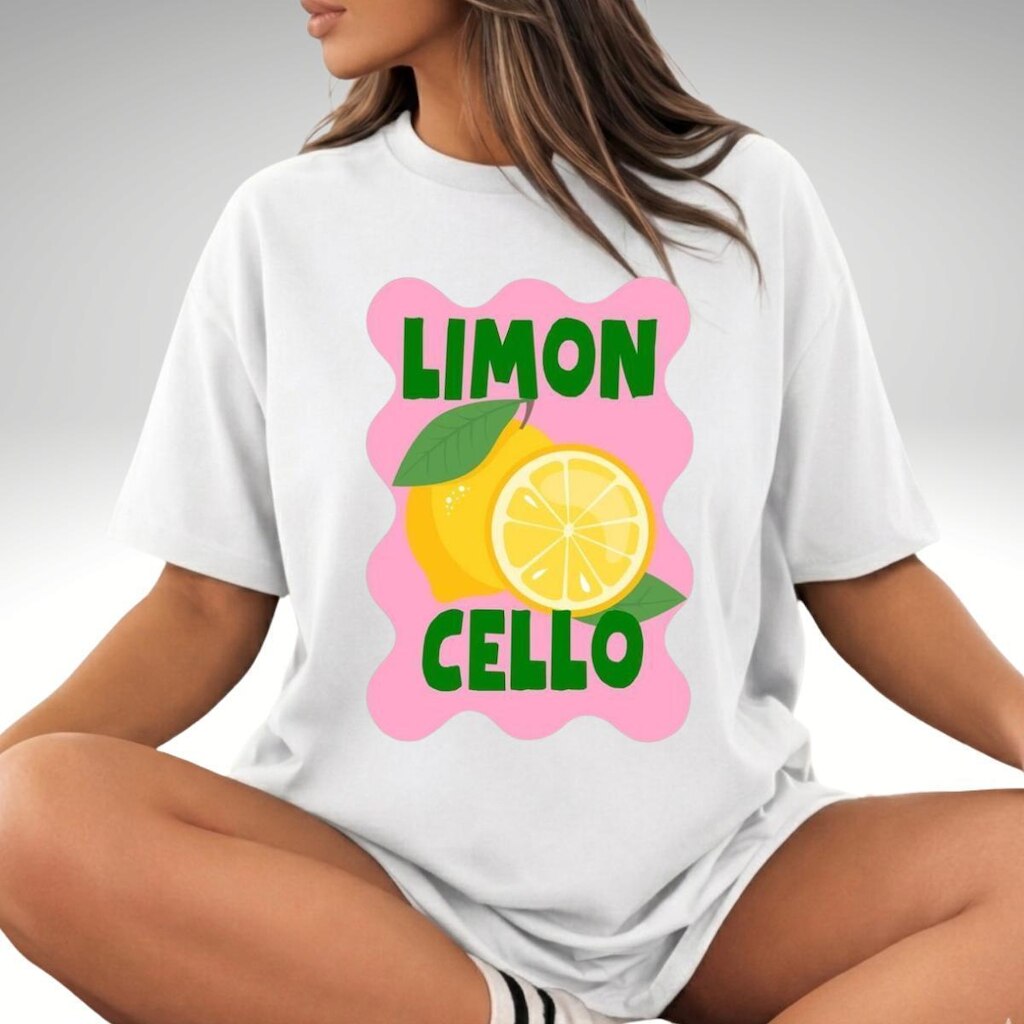 Camiseta Oversized Casual Italia Capri Limão Tropical 100 Algodão Feminina