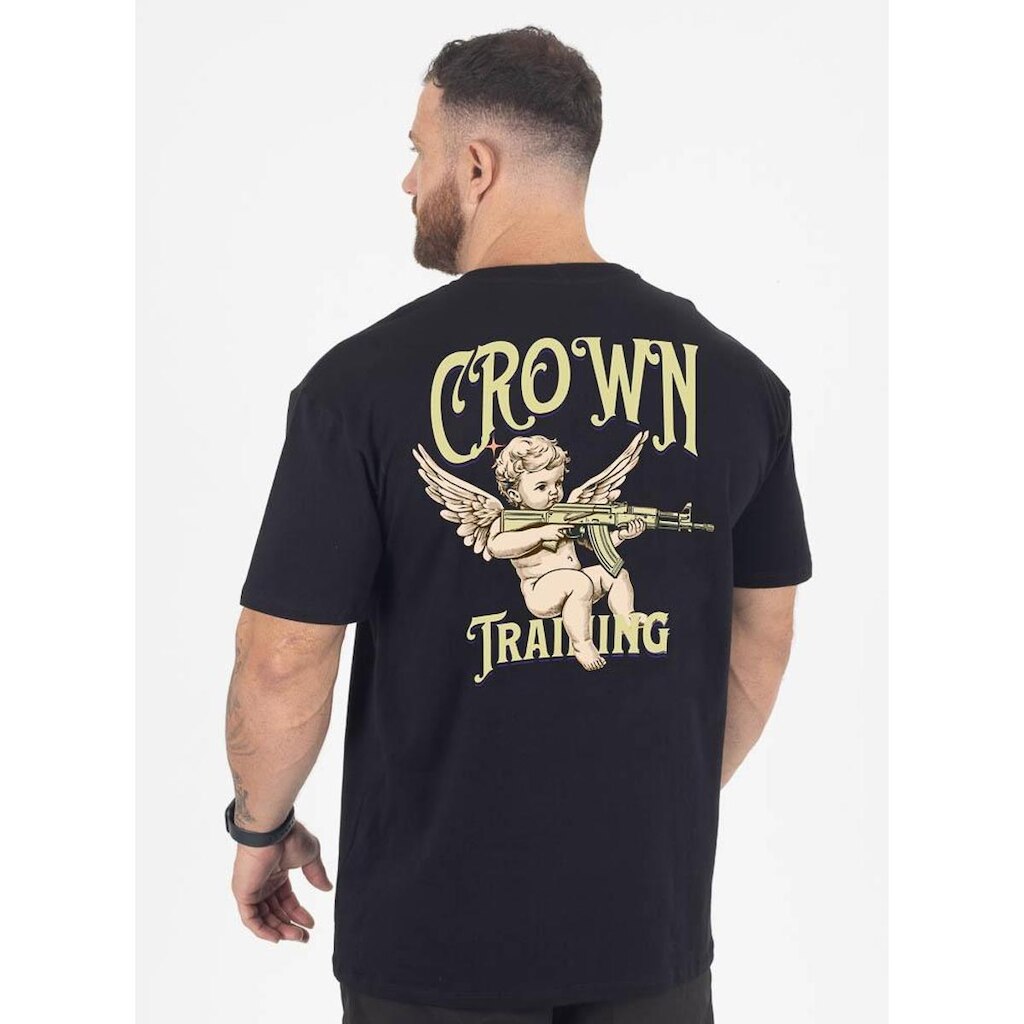 Camiseta Oversized Crown Training Bullet Wings Preta