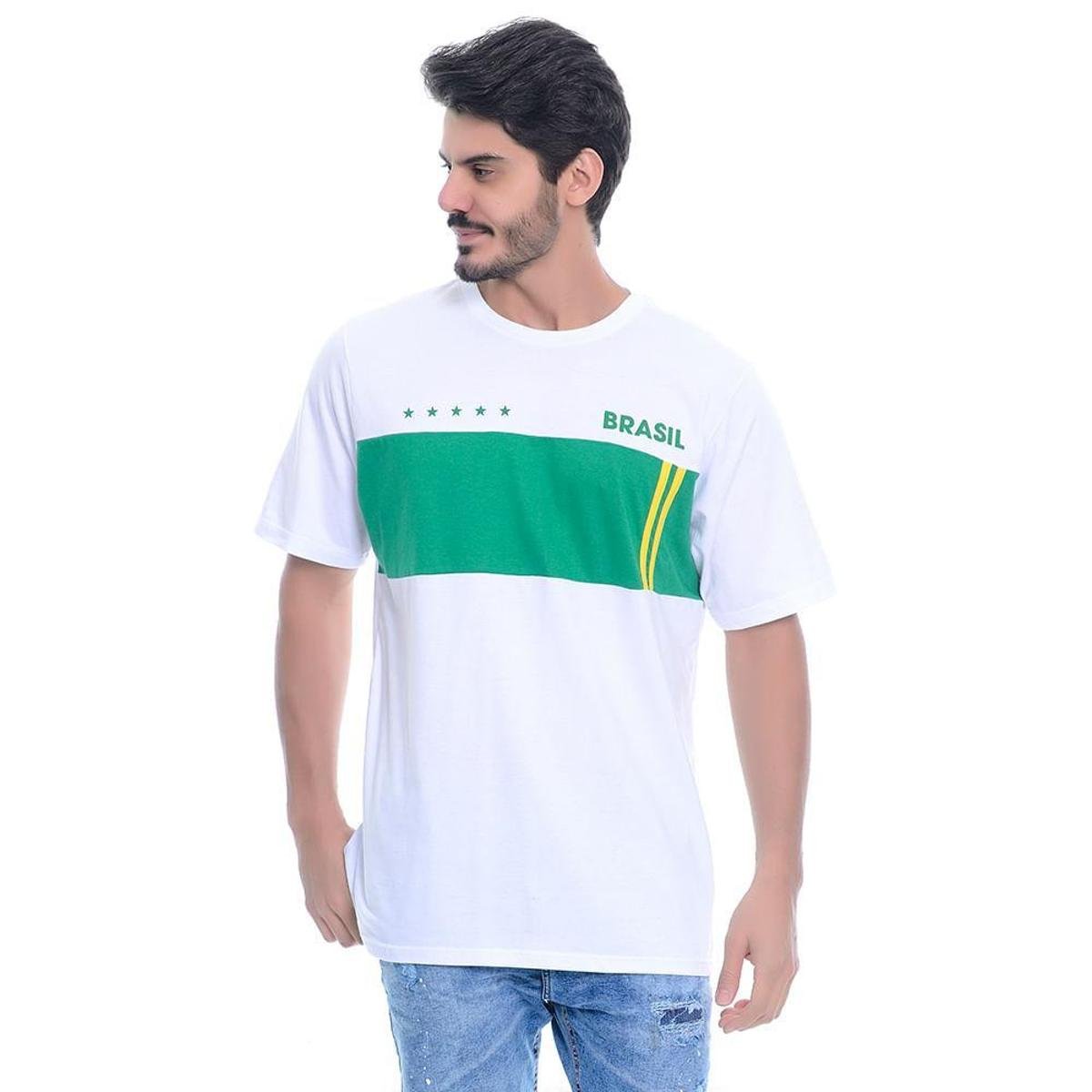 Camiseta Oversized Estampada Brasil Emporio Alex - Branco Menor preço em Camiseta Oversized Estampada Brasil Emporio Alex - Branco