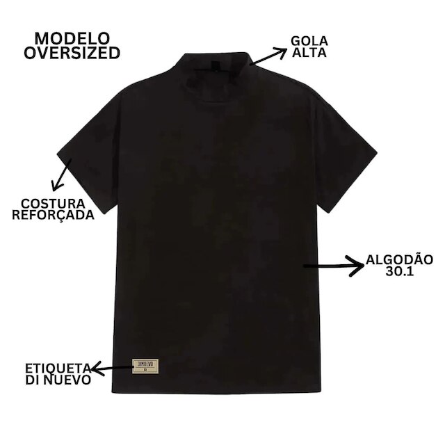 Camiseta Oversized Fantasma Gola Alta Marfim