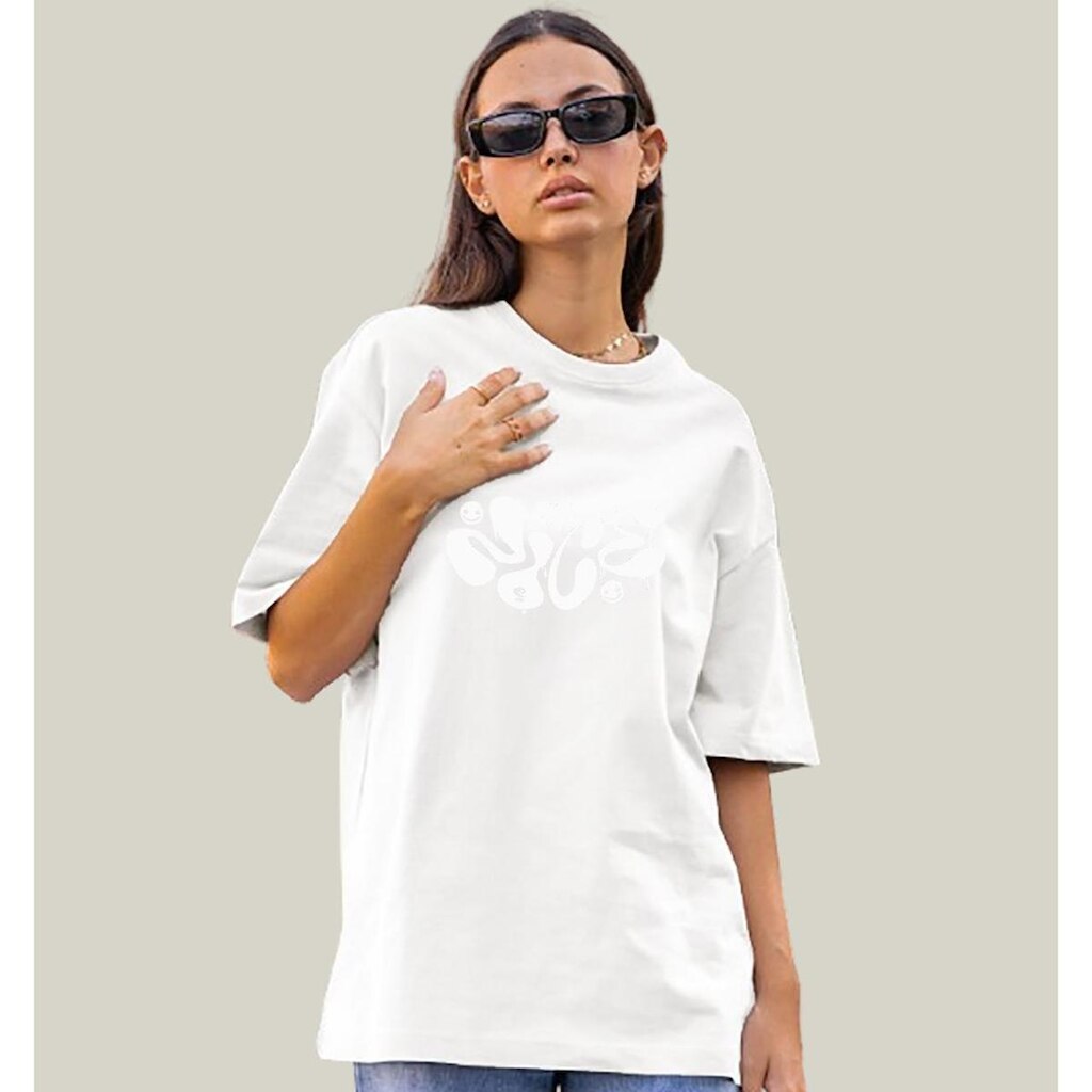 Camiseta Oversized Feminina Branca Algodão Prime Nice WSS