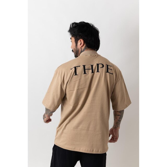 Camiseta Oversized Gola Alta Classic Bege
