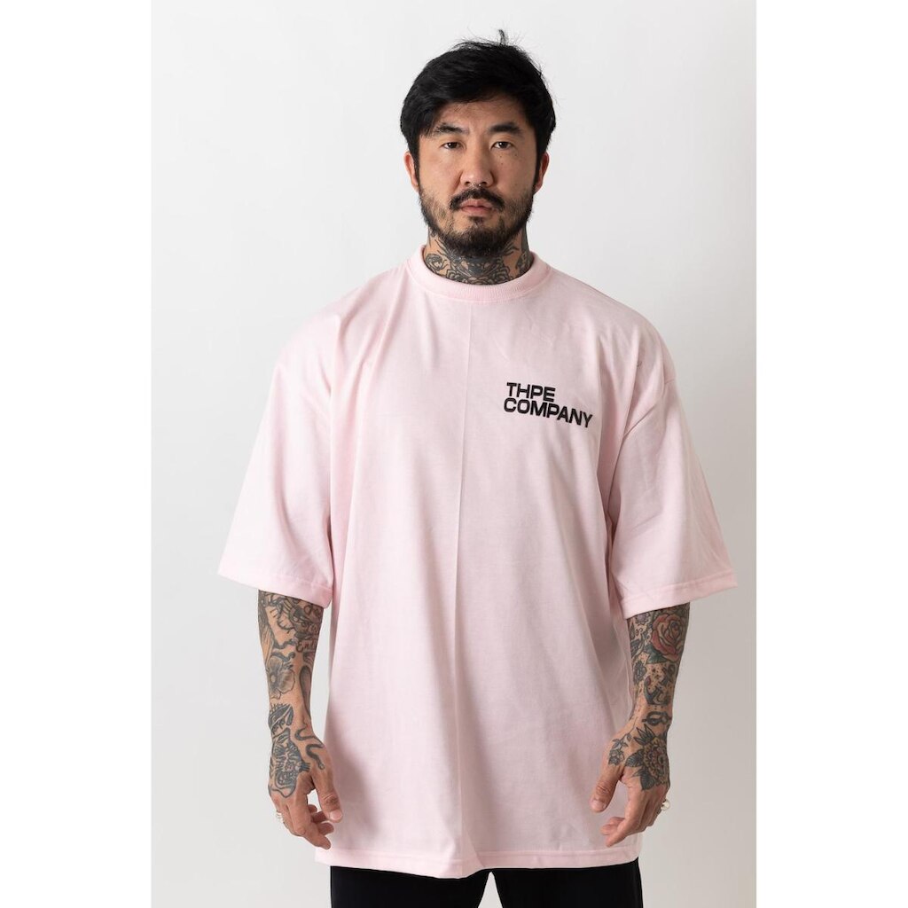Camiseta Oversized Gola Alta Company Rosa Bebe