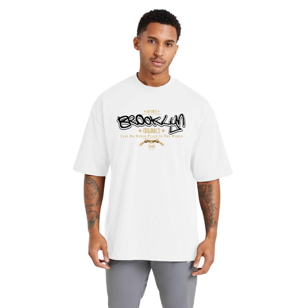 Camiseta Oversized Masculina Estampada em Algodão Respirável para Uso Diário