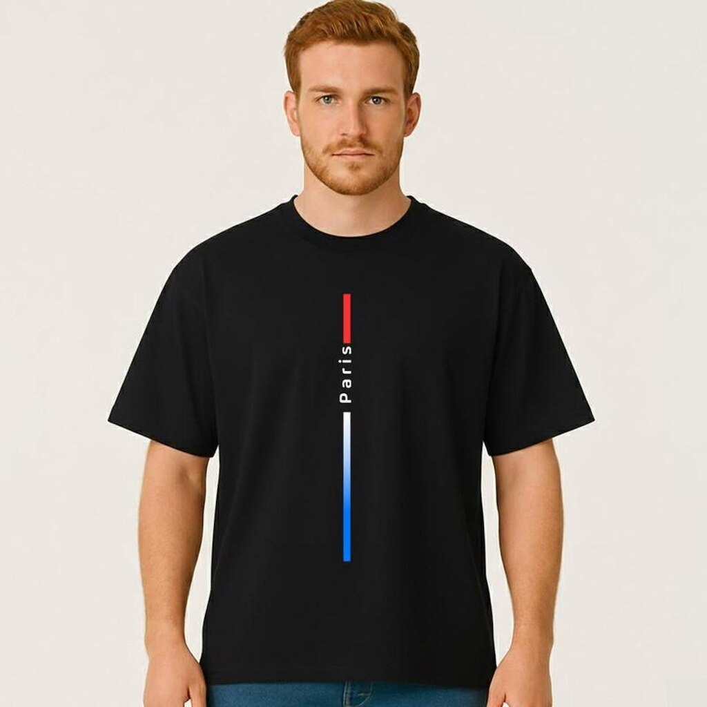 Camiseta Oversized Masculina PARIS VERTICAL Exclusiva Algodão Premium