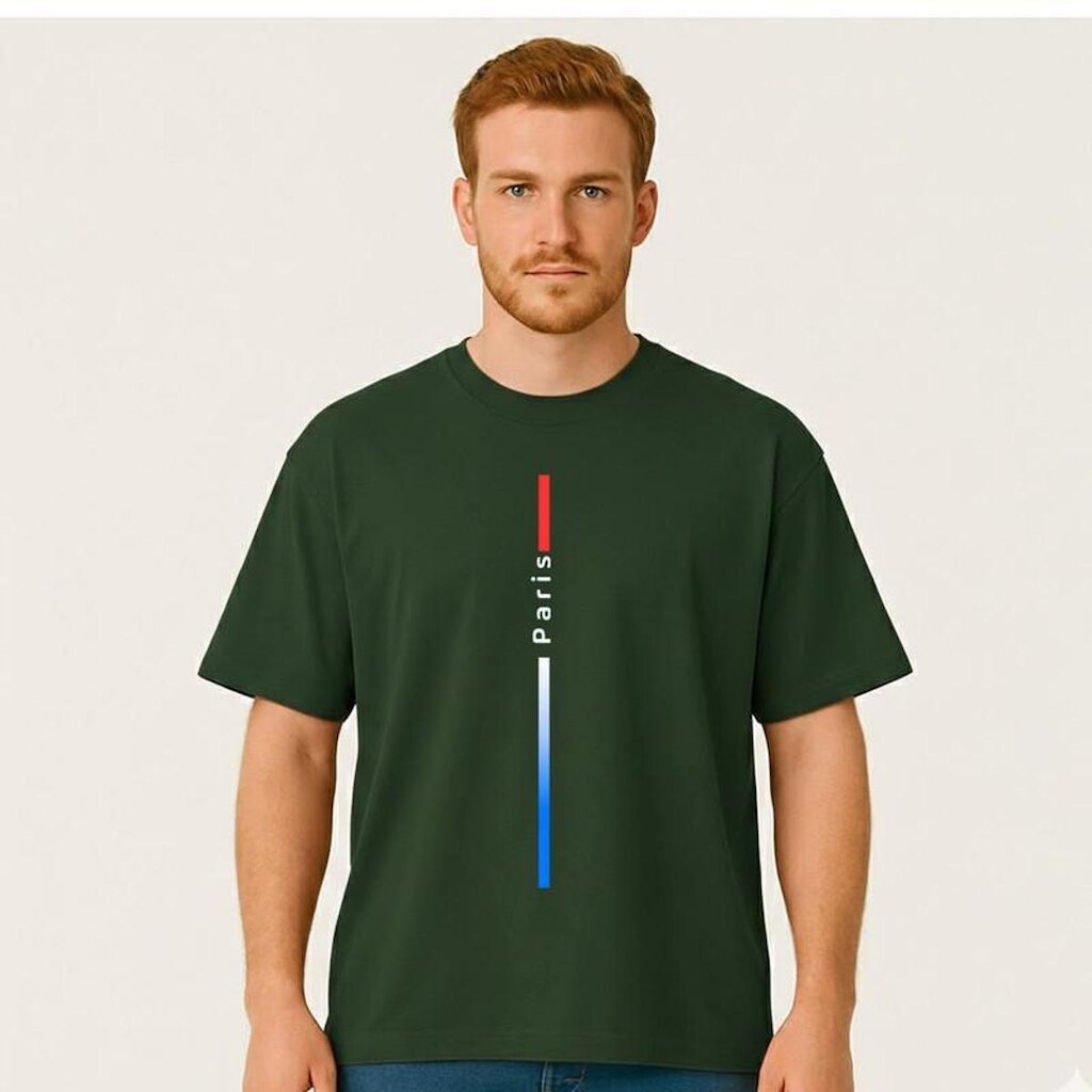 Camiseta Oversized Masculina PARIS VERTICAL Exclusiva Algodão Premium