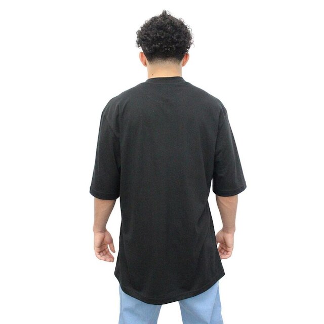 Camiseta Oversized Masculino Feminino Manga Curta- Preto