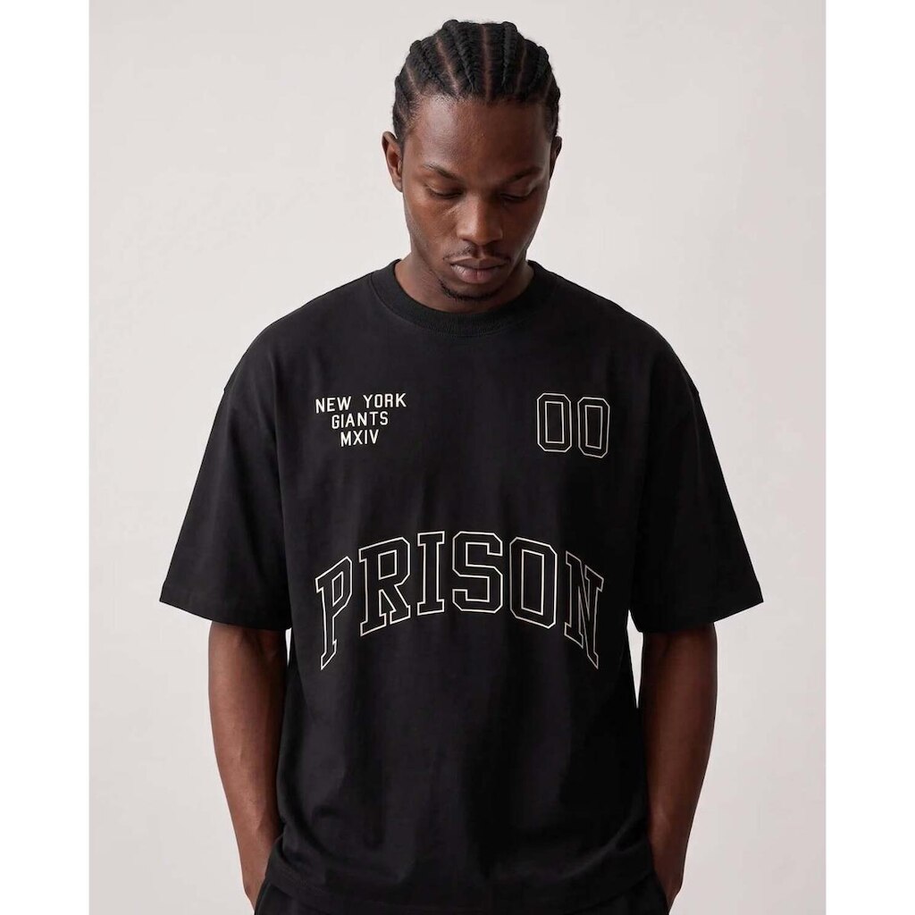 Camiseta Oversized NY Varsity Prison Preta