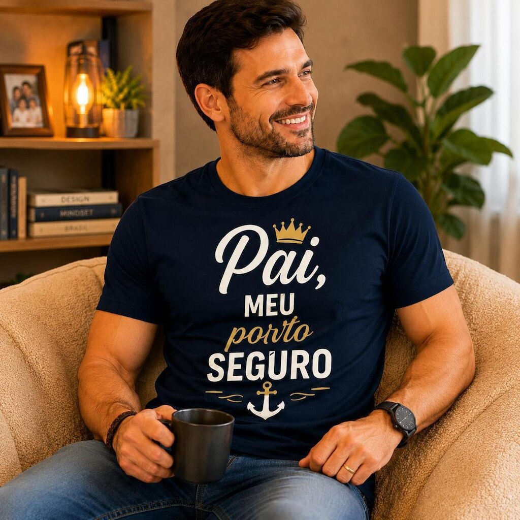 Camiseta Pai Meu Porto Seguro Masculina Dia dos Pais Estampa Exclusiva Premium Confortável