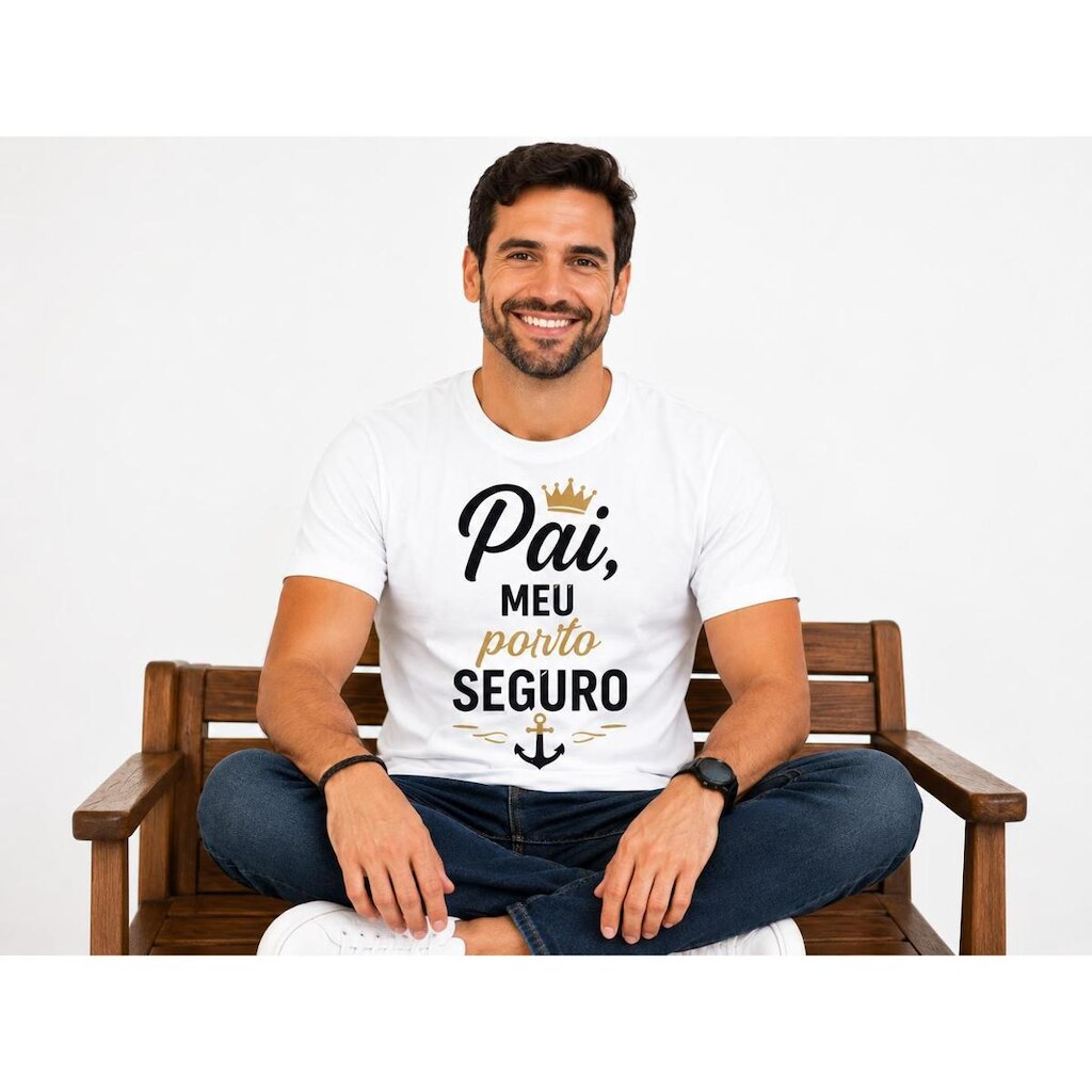 Camiseta Pai Meu Porto Seguro Masculina Dia dos Pais Estampa Exclusiva Premium Confortável