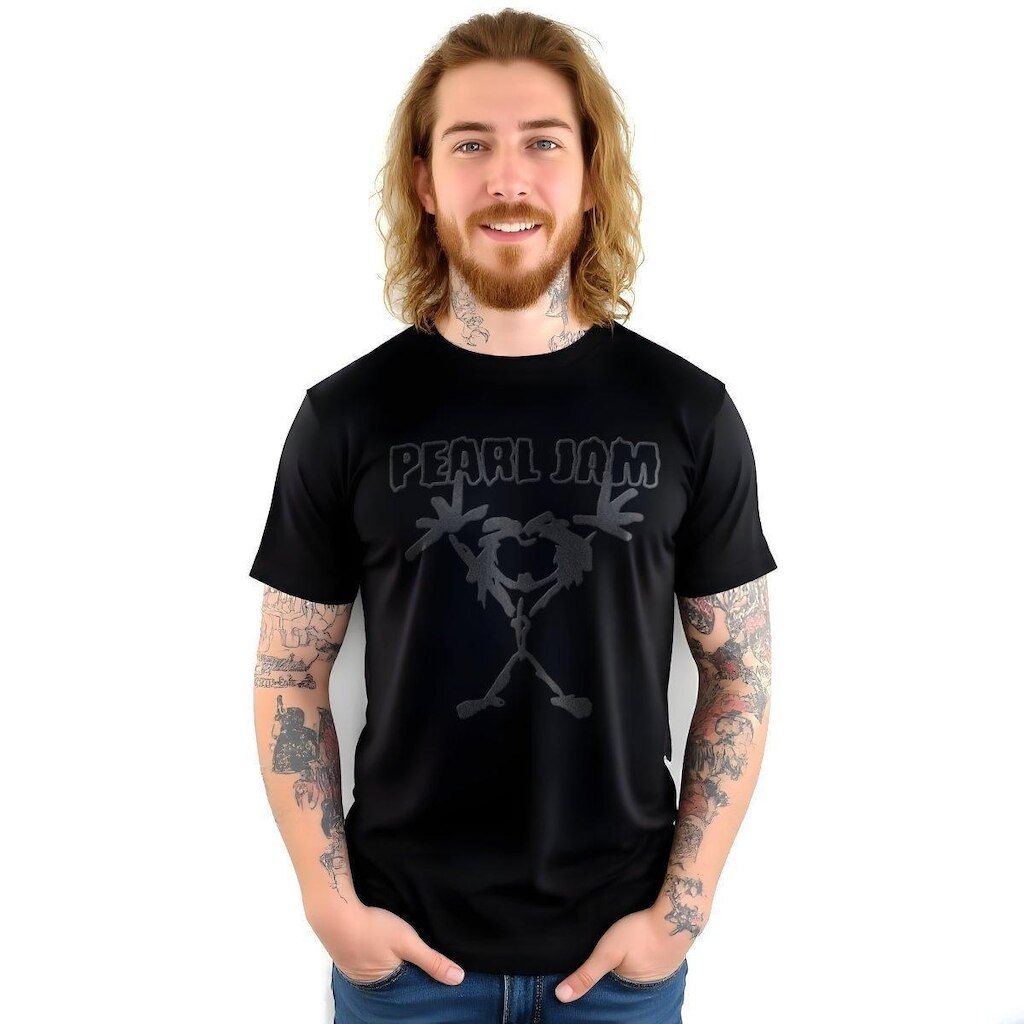 Camiseta Pearl Jam - Black on Black em Relevo