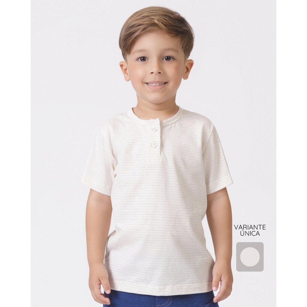 Camiseta peitilho verão infantil básica estilosa leve confortável - OffWhite - Menino 1 a 14 anos