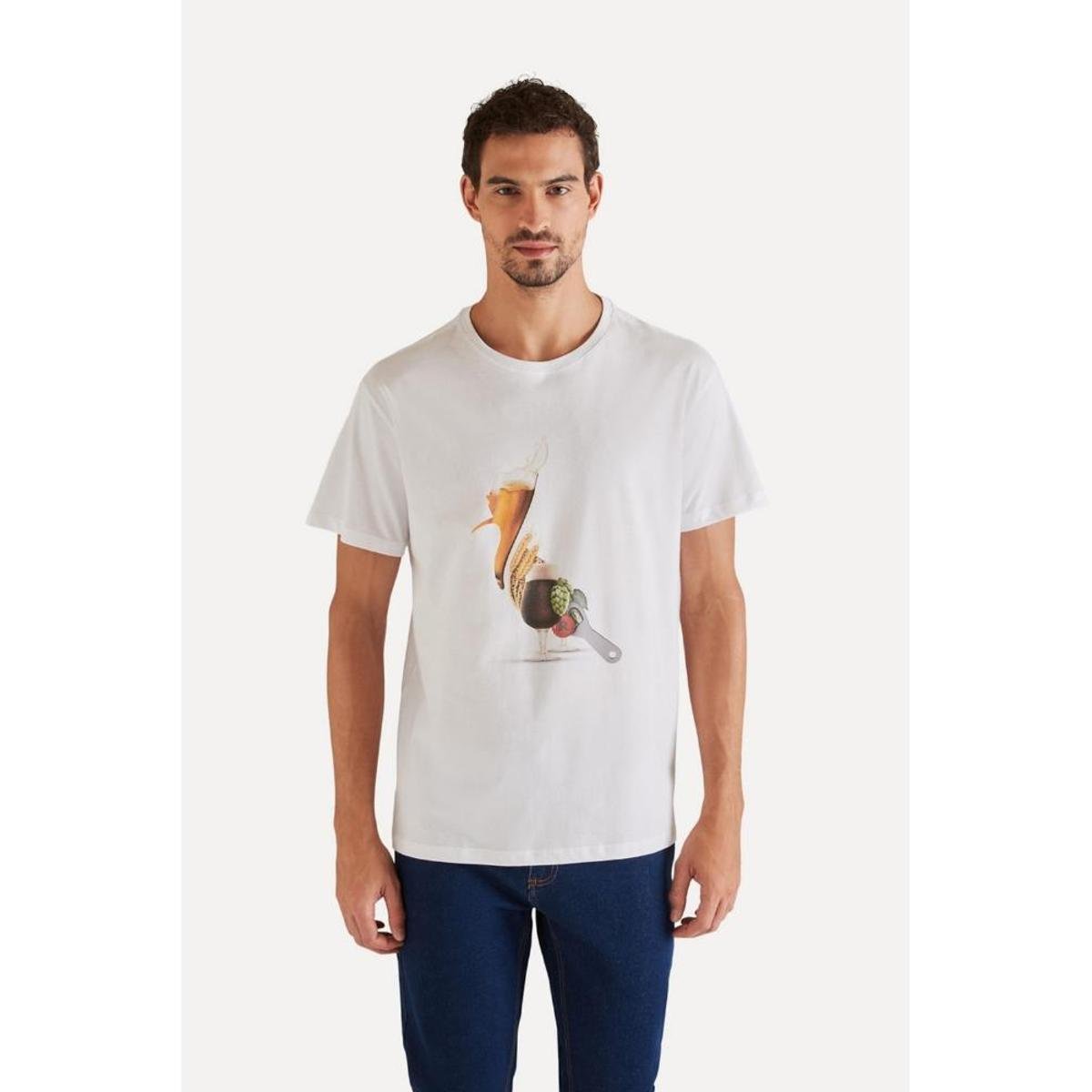 Camiseta Pica Pau Cerveja Reserva - Branco Menor preço em Camiseta Pica Pau Cerveja Reserva - Branco