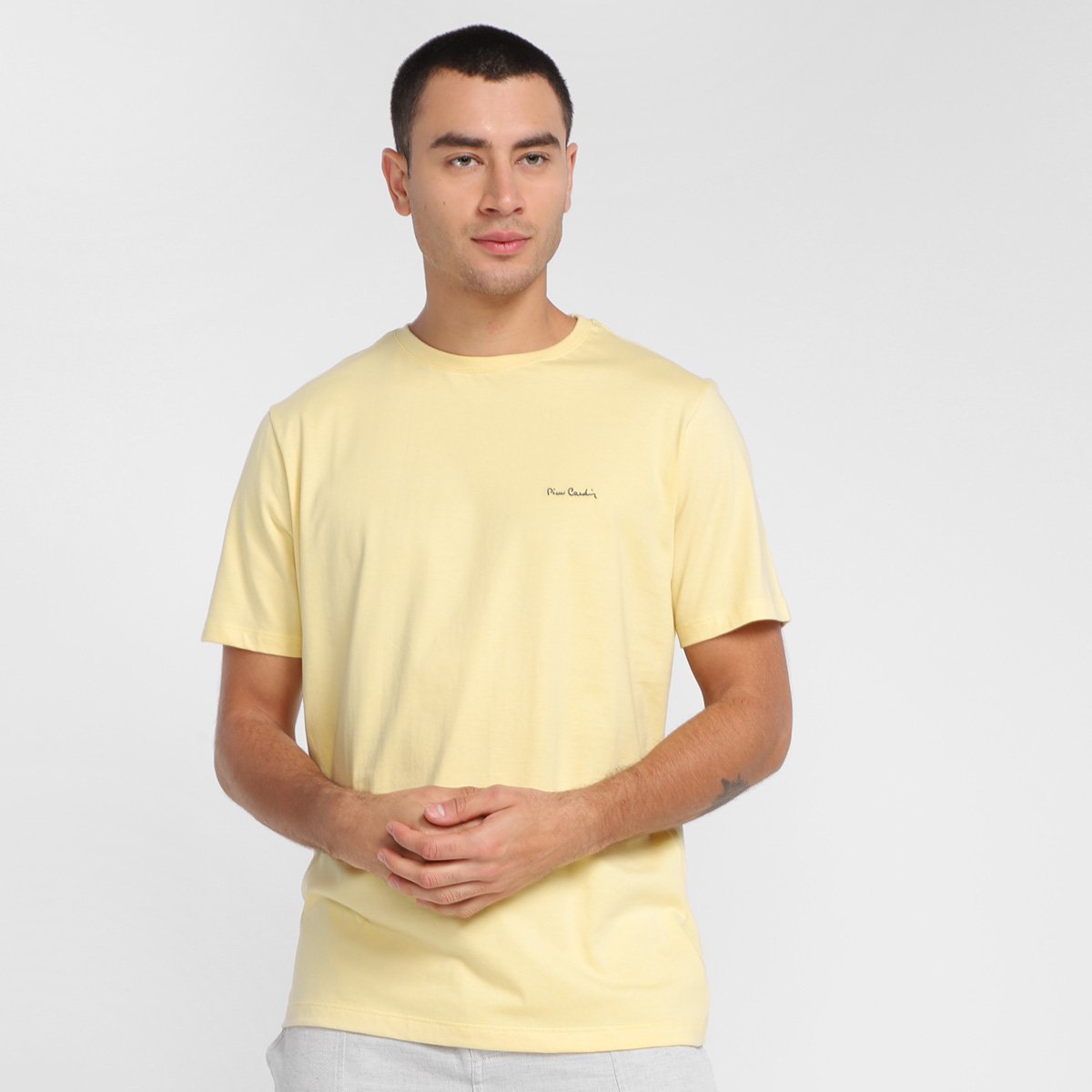 Camiseta Pierre Cardin Logo Masculina - Amarelo Menor preço em Camiseta Pierre Cardin Logo Masculina - Amarelo