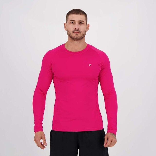 Camiseta Poker Skin Basic UV Manga Longa Rosa