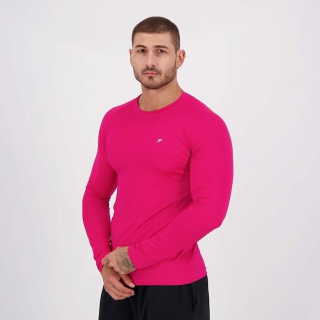 Camiseta Poker Skin Basic UV Manga Longa Rosa