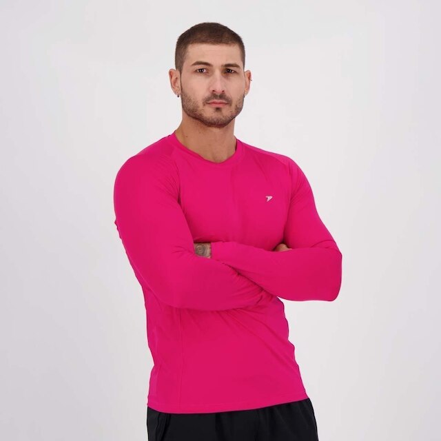 Camiseta Poker Skin Basic UV Manga Longa Rosa