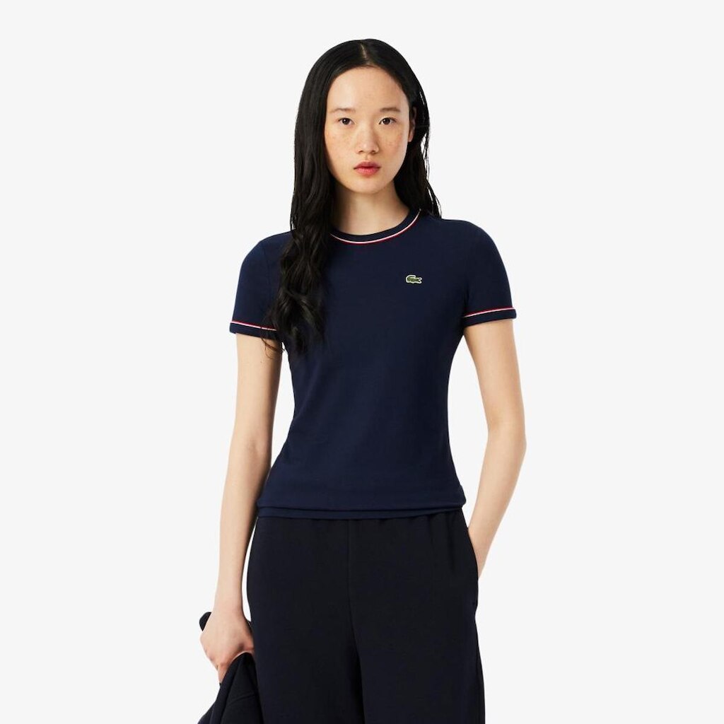Camiseta Polo de Malha Lacoste com Acabamento Contrastante