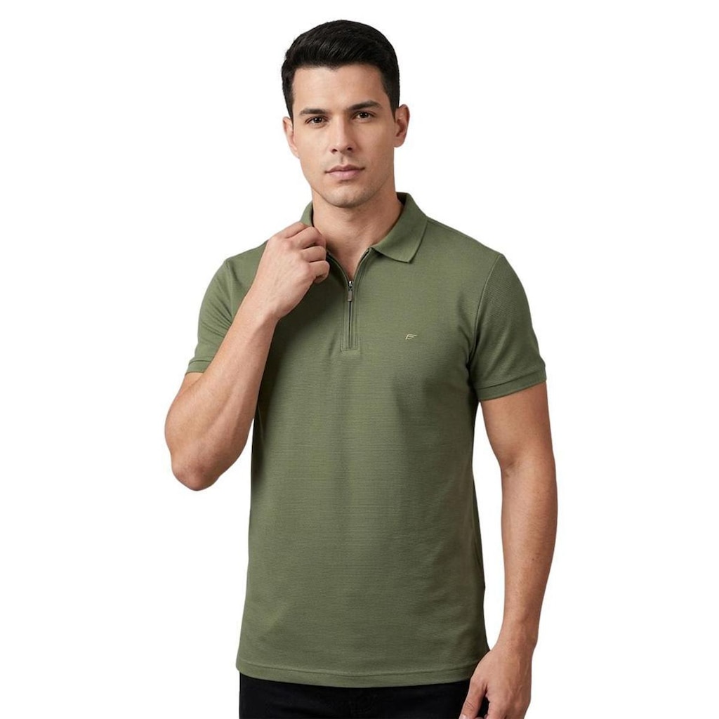 Camiseta Polo Ellus Masculina Gola Zíper Texturizada