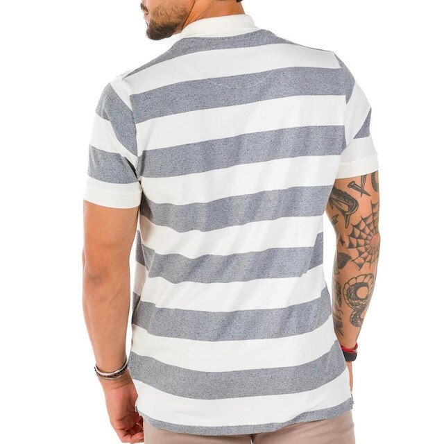Camiseta Polo Listrada Cinza