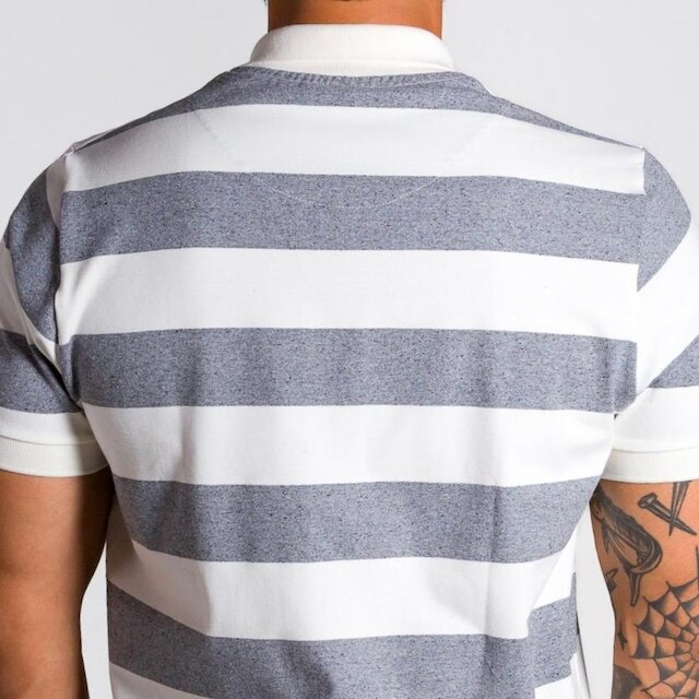 Camiseta Polo Listrada Cinza
