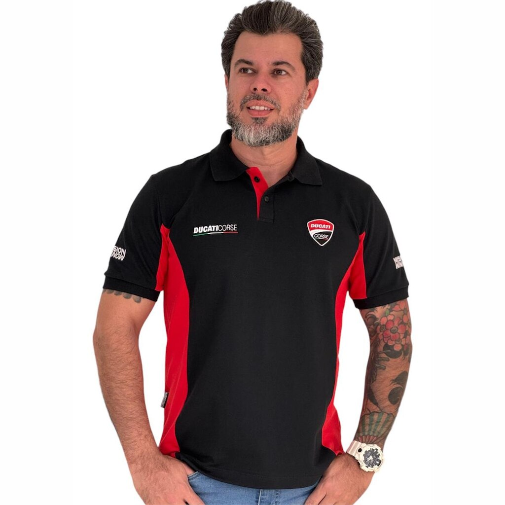 Camiseta Polo Masculina Ducati Mission Motogp