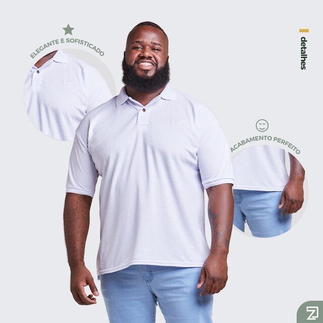 Camiseta Polo Masculina Plus Size
