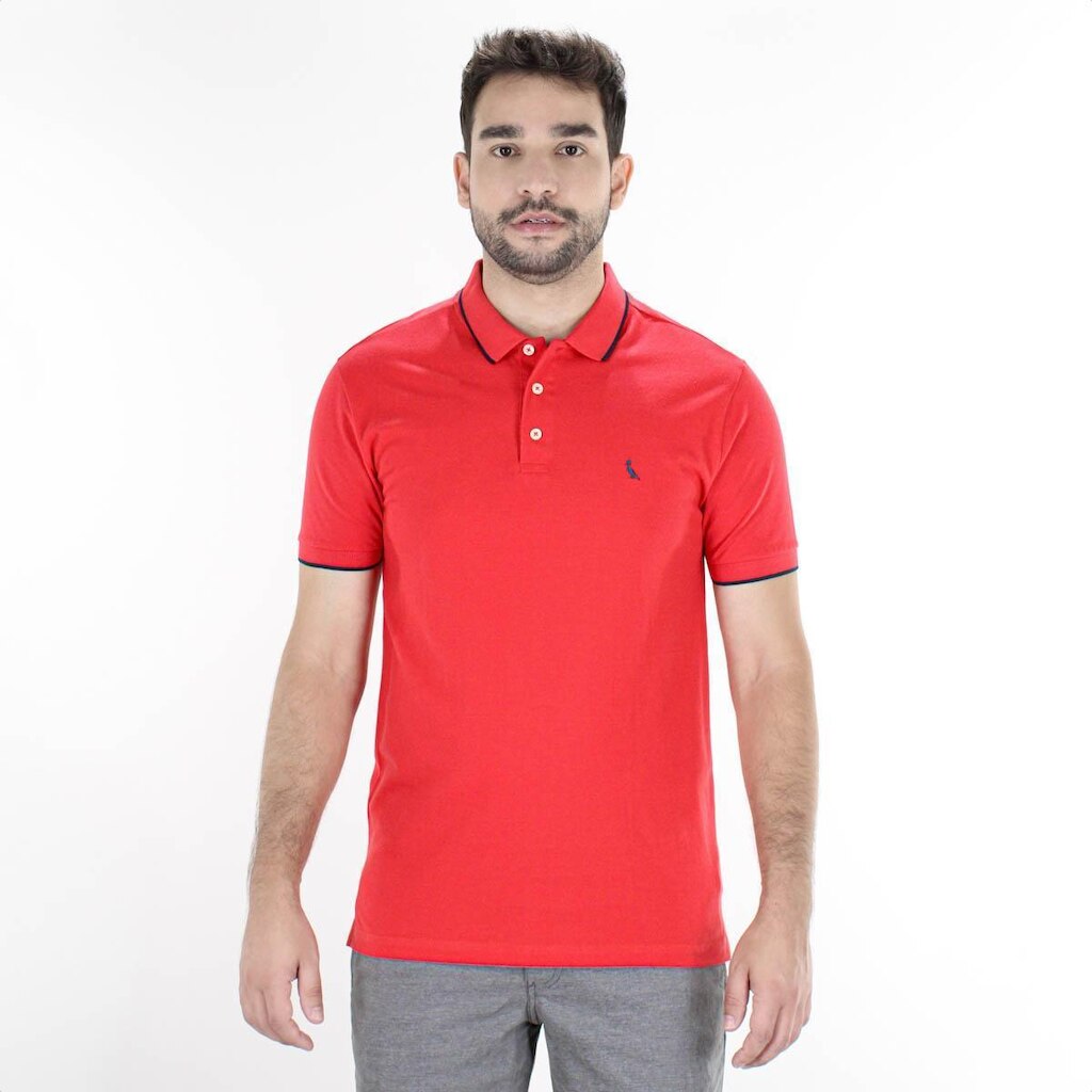 Camiseta Polo Reserva Enxuto Friso Único Vermelho - Masculino