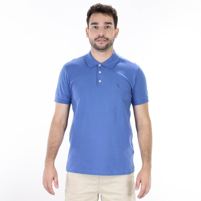 Camiseta Polo Reserva Piquet Clássica Azul - Masculino