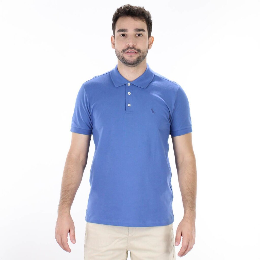 Camiseta Polo Reserva Piquet Clássica Azul - Masculino