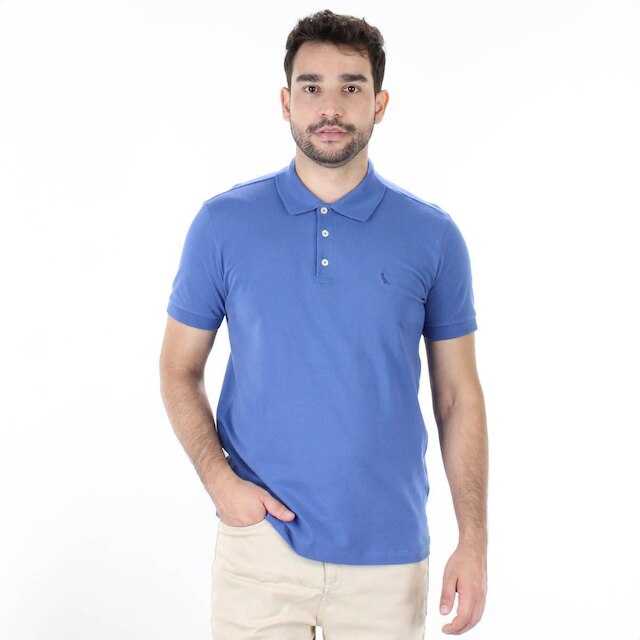 Camiseta Polo Reserva Piquet Clássica Azul - Masculino