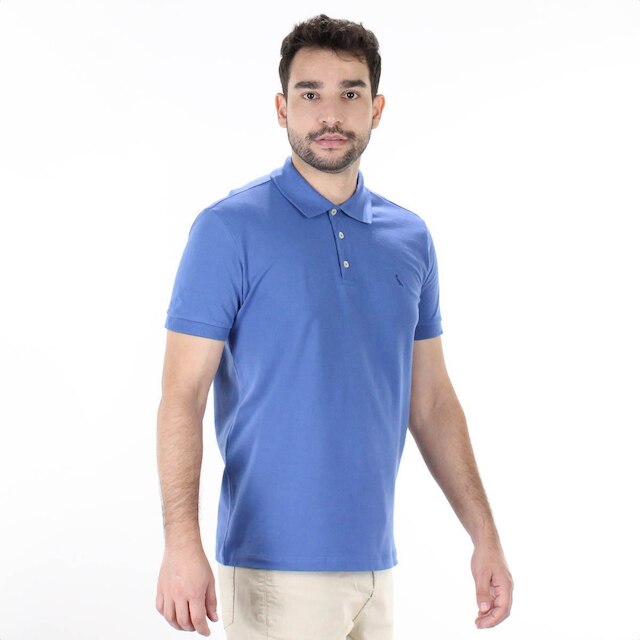 Camiseta Polo Reserva Piquet Clássica Azul - Masculino