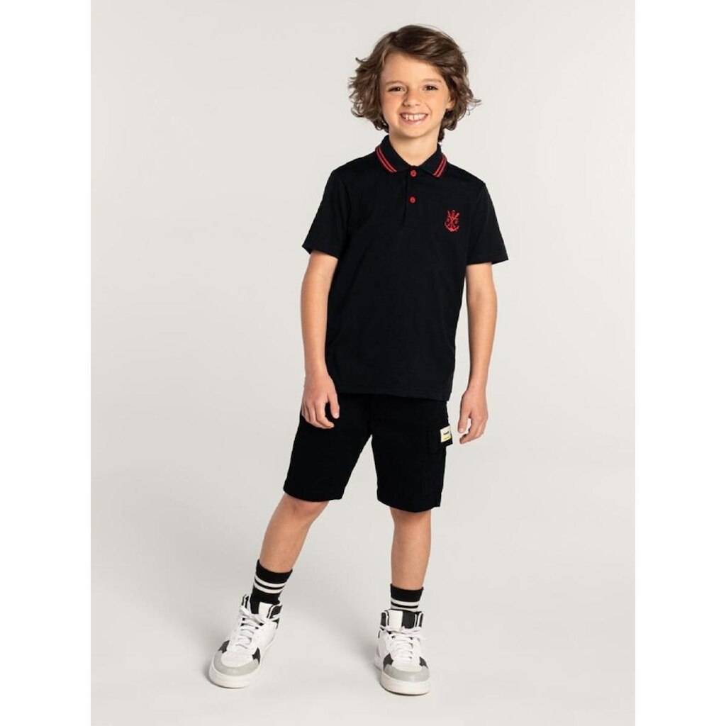 Camiseta Polo Unissex Flamengo Infantil Brandili - 719023849