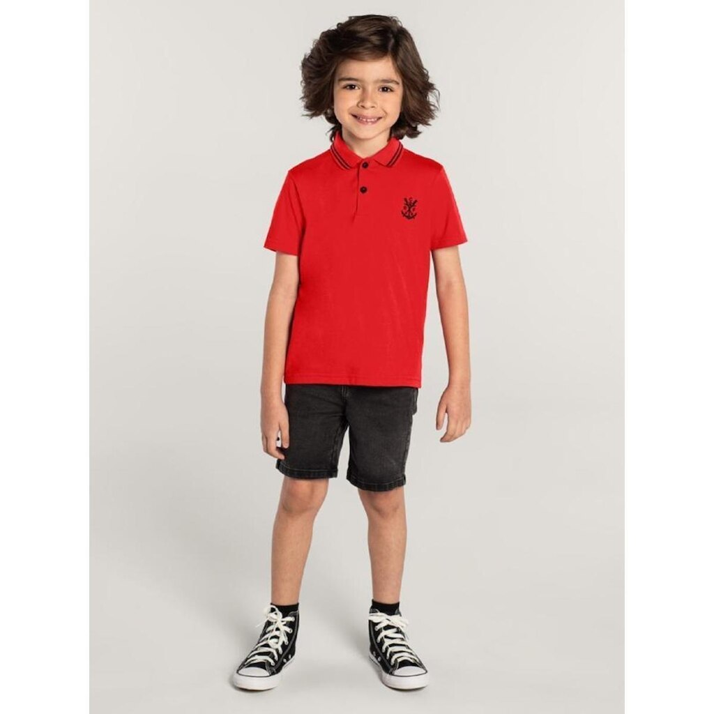 Camiseta Polo Unissex Flamengo Infantil Brandili - 719023849