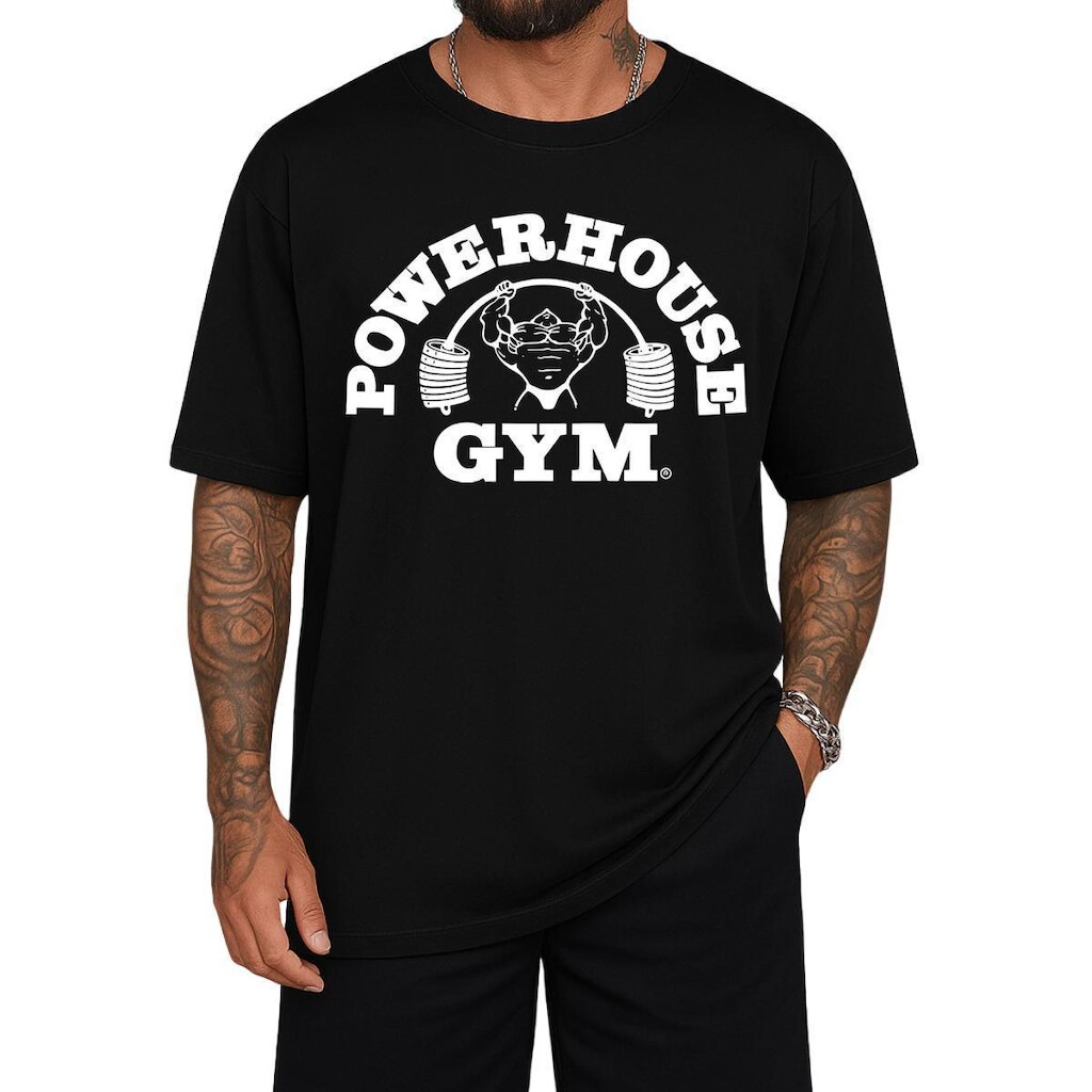 Camiseta Power Gym Oversized Gola Alta Streetwear Algodão Estilo Urbano Academia Treino Casual