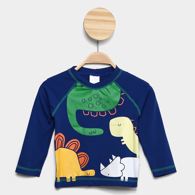 Camiseta Praia Infantil Tip Top Dino Manga Longa Proteção UV 50+ Menino