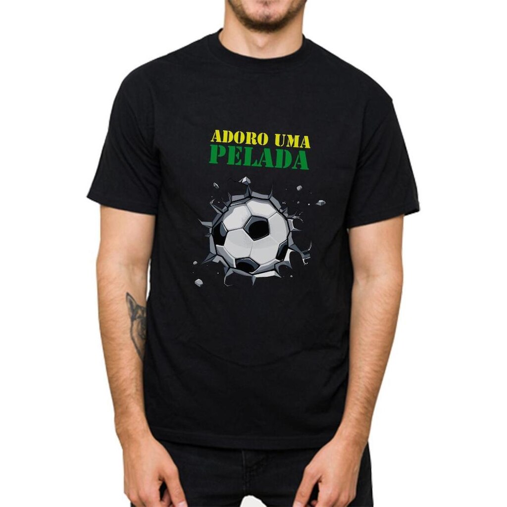 Camiseta Praia Masculina Futebol Algodão Gola Redonda Manga Curta Leve