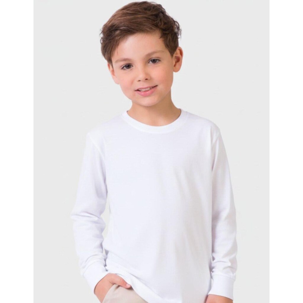Camiseta Preta Gola Canoa Inverno Elegante Meia Malha Novo Dia a Dia Frio - Menino 4 a 10 anos