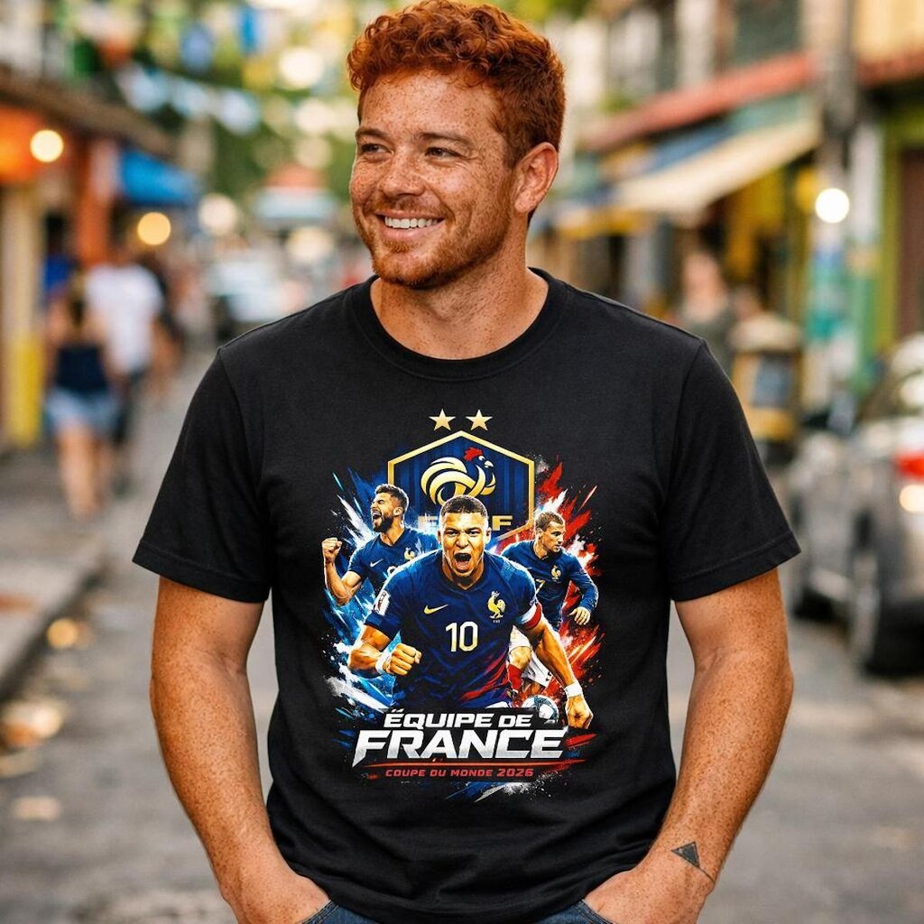 Camiseta Preta Masculina Seleção França Mbappé Copa 2026 Algodão 30.1 Premium Streetwear Homens