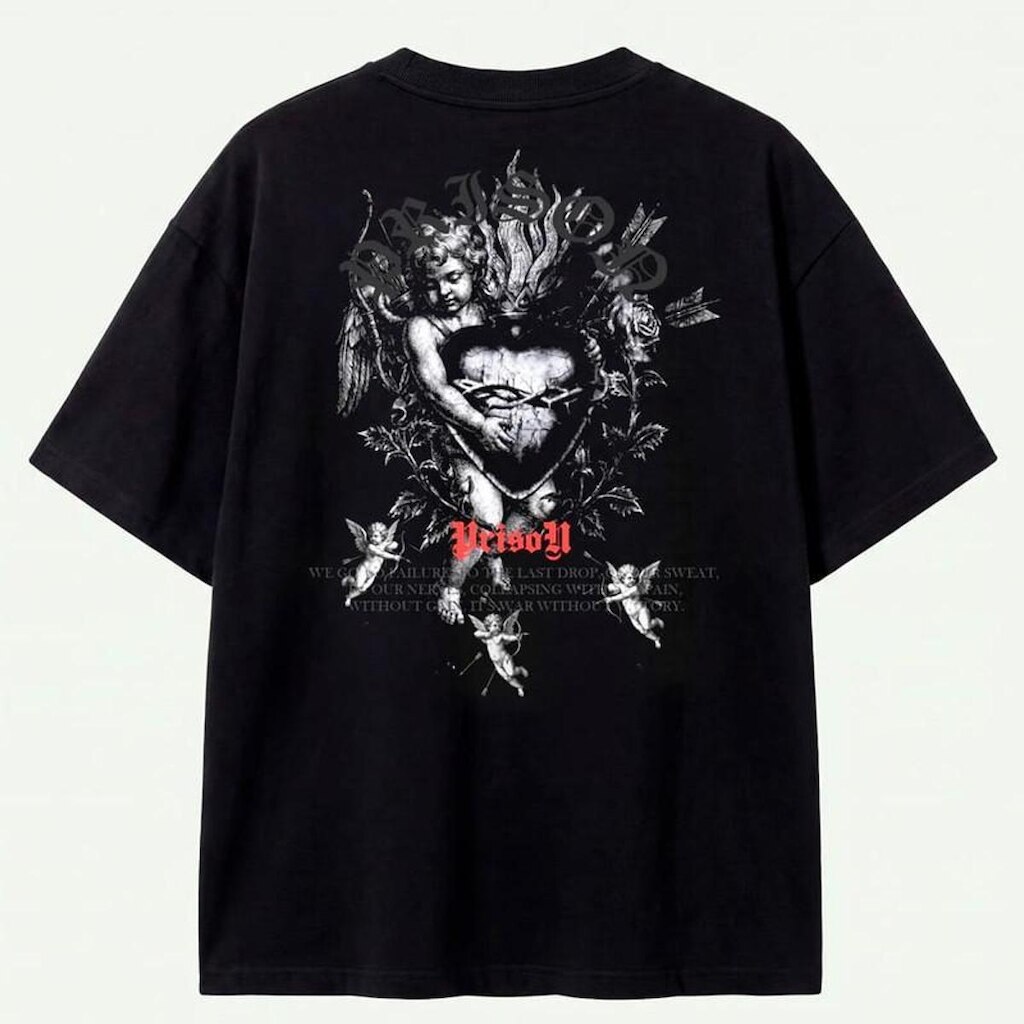 Camiseta Prison Oversized Angel Preta