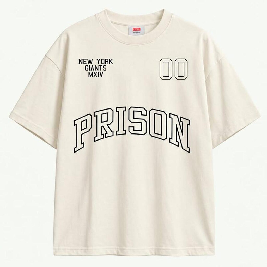 Camiseta Prison Oversized Varsity Off White