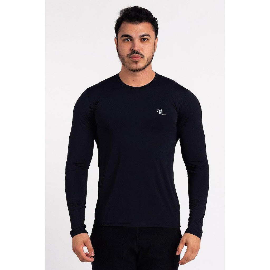 Camiseta Proteção Solar UV DRY Manga Longa Masculina Preta