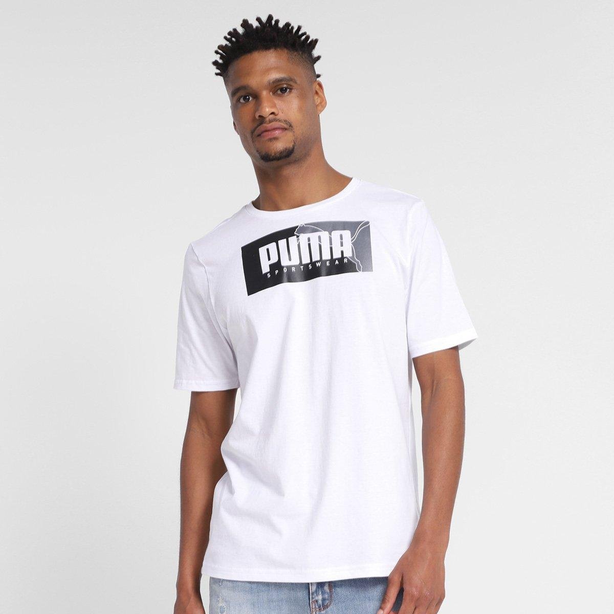 Camiseta Puma Box Graphic Masculina - Branco Menor preço em Camiseta Puma Box Graphic Masculina - Branco