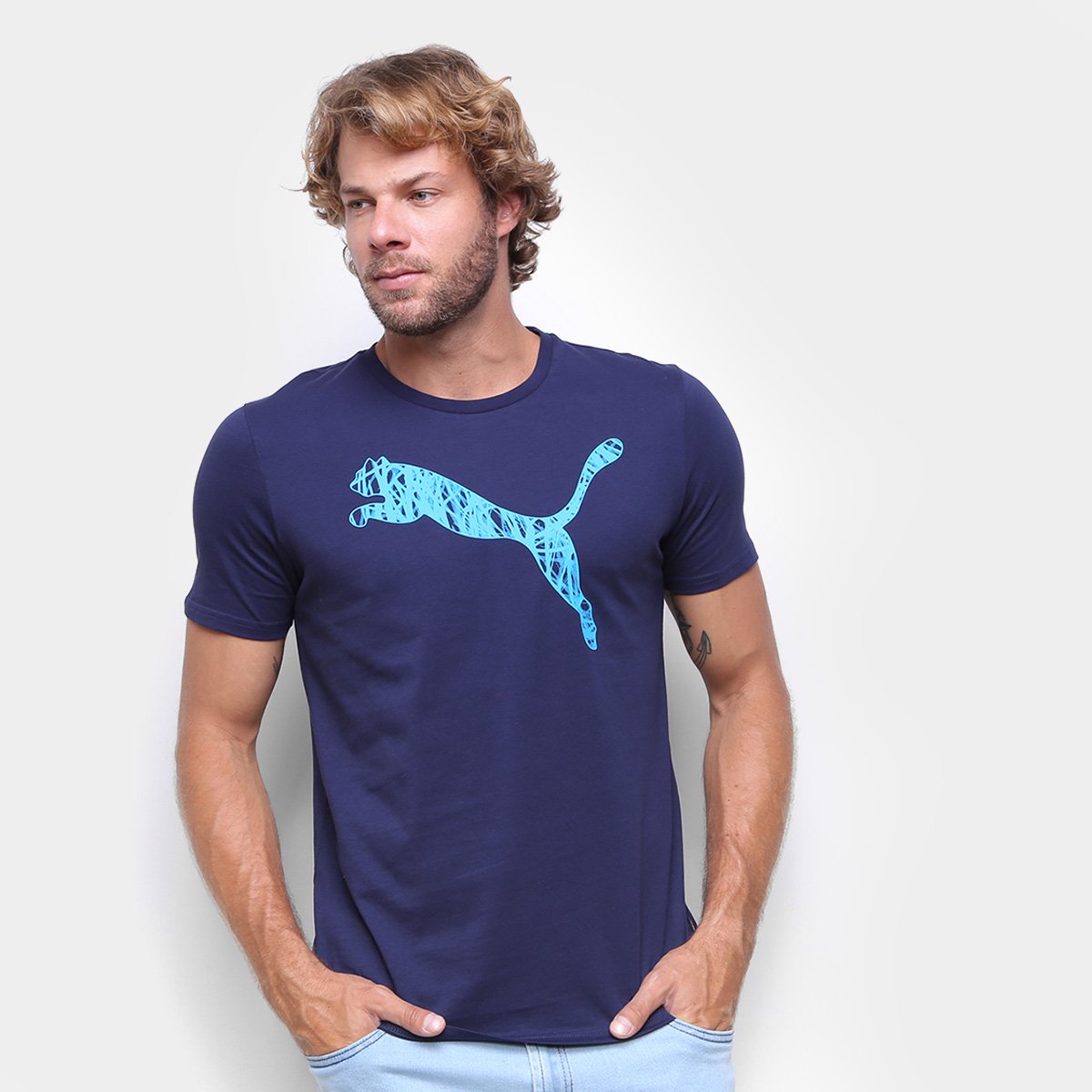 Menor preço em Camiseta Puma Cat Basic Masculina - Marinho
