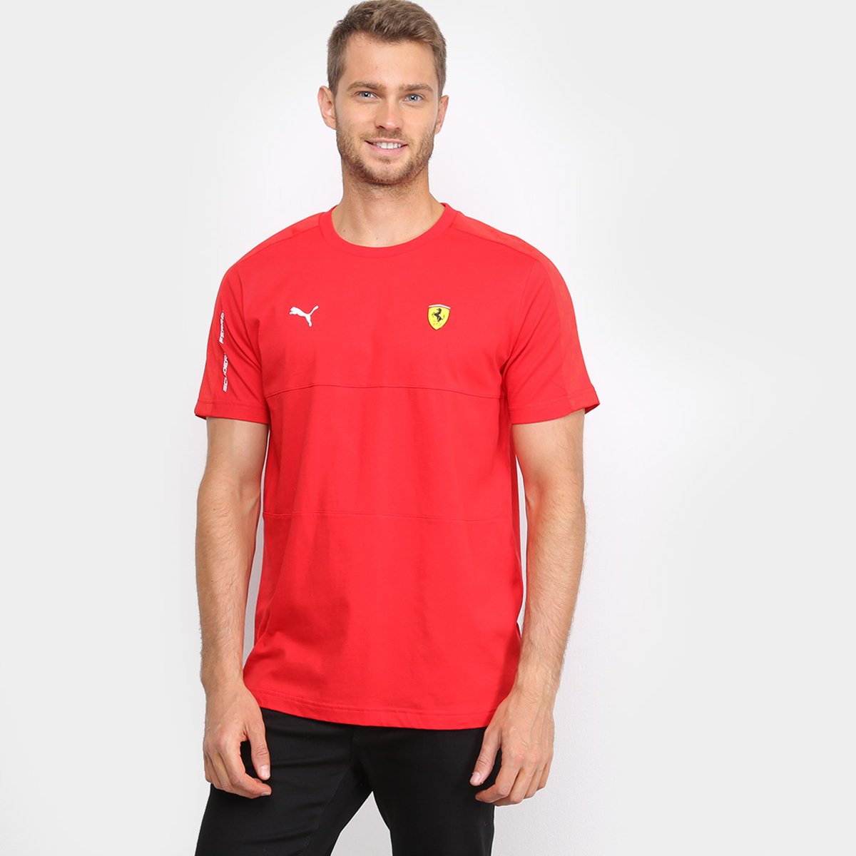 Camiseta Puma Ferrari T7 Masculina - Vermelho Menor preço em Camiseta Puma Ferrari T7 Masculina - Vermelho