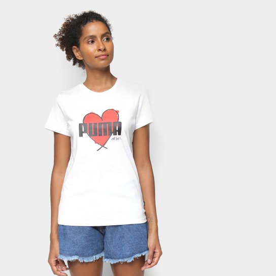 Camiseta Puma Heart Feminina - Branco
