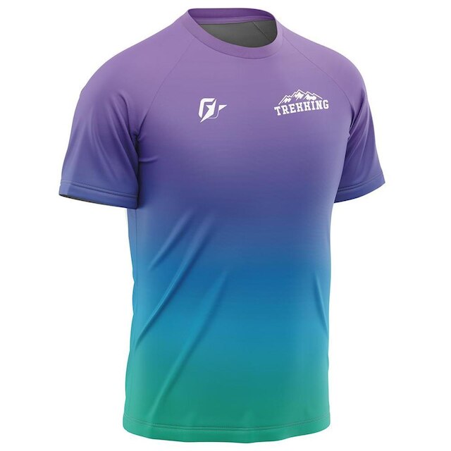 Camiseta Raglan Unissex Trekking Gradiente Tie Dye Uva Ciano